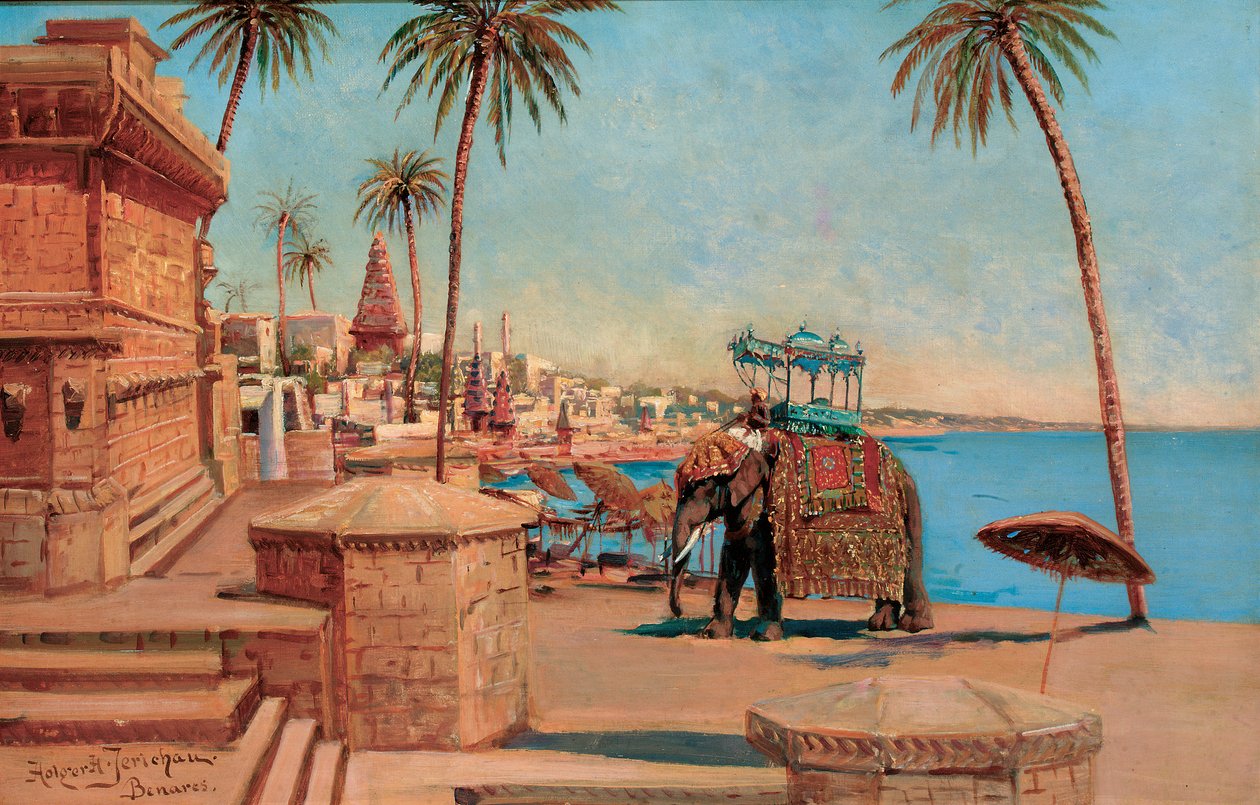 Um elefante do estado no Raja, Benares de Holger Hvitfeldt Jerichau