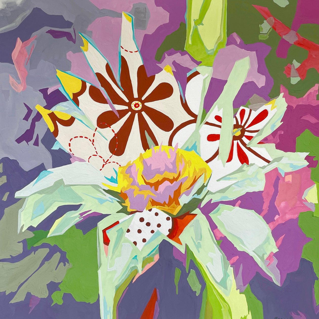 Floral Abstrato #1, 2023 (guache sobre papel) de Holly Boruck