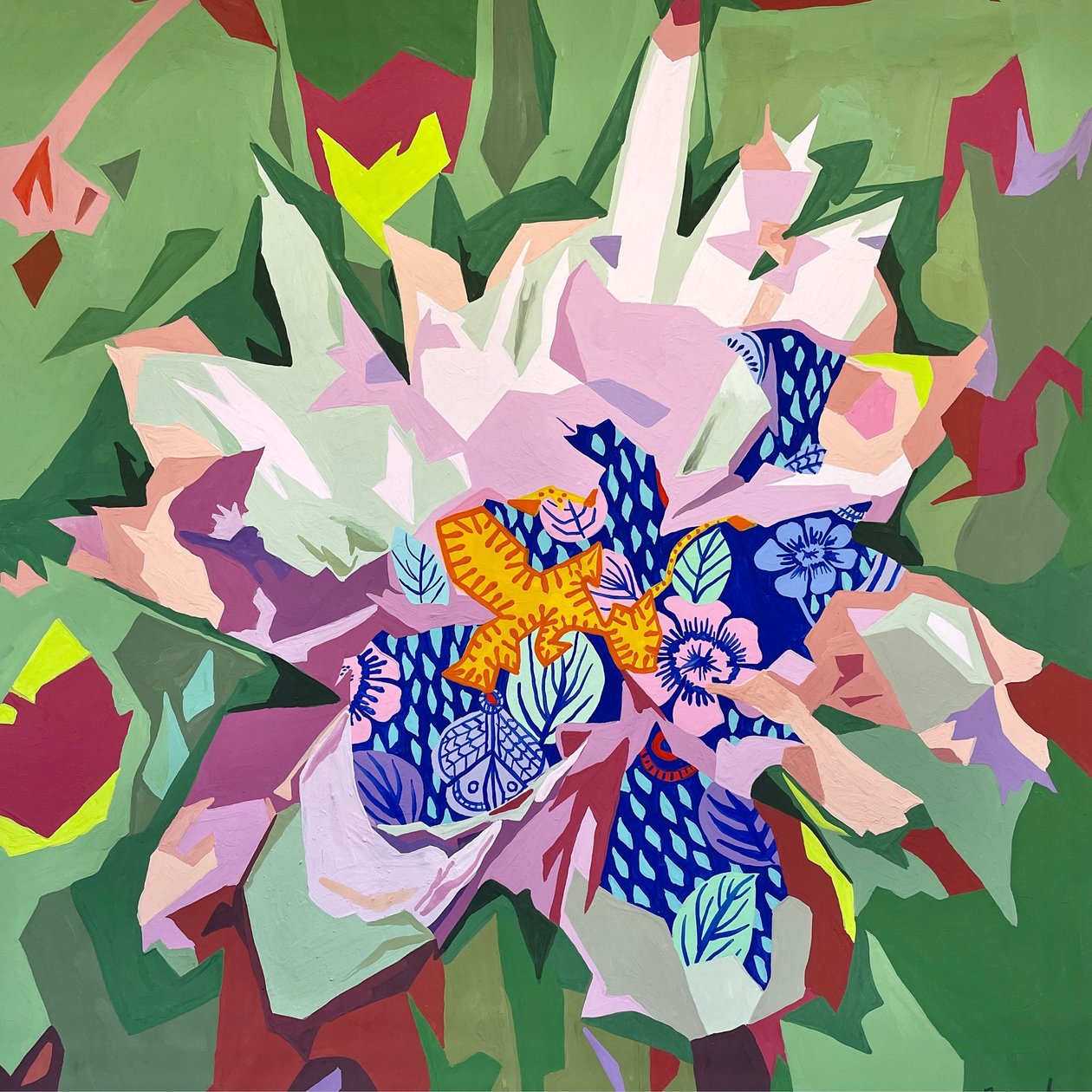 Floral abstrato #2, 2023 (guache sobre papel) de Holly Boruck
