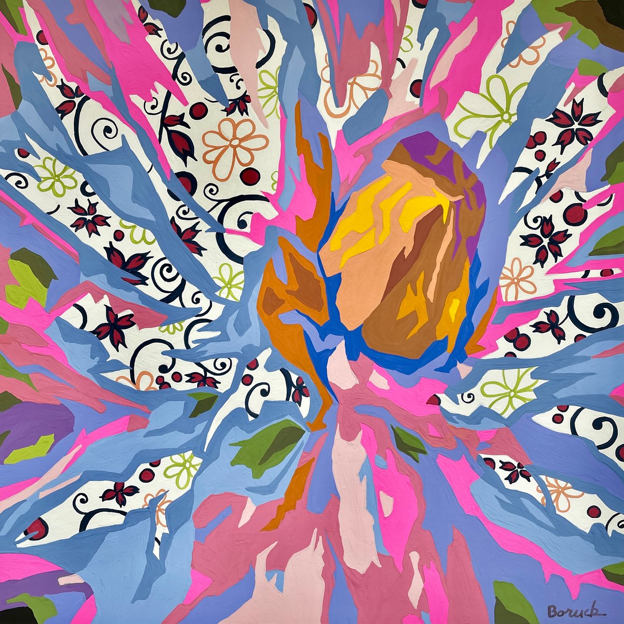 Floral abstrato #6, 2023 (guache sobre papel) de Holly Boruck