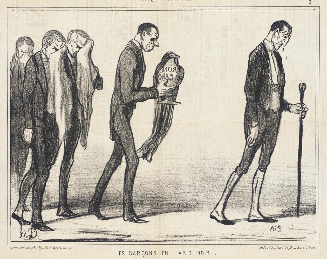 Meninos, em, vestido preto de Honoré Daumier