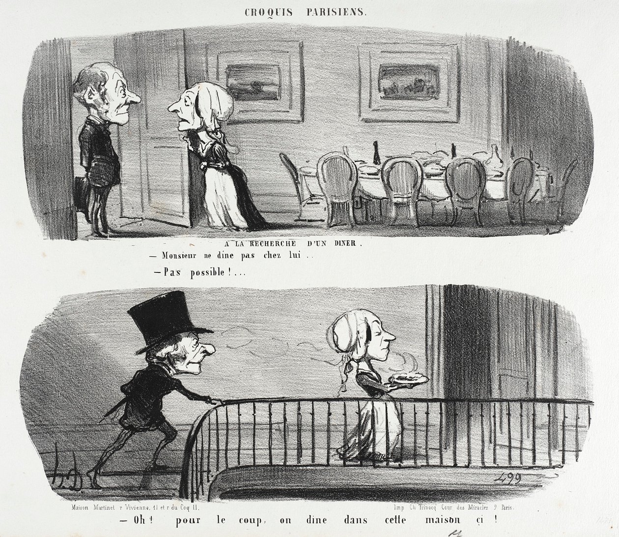 Procurando por um jantar de Honoré Daumier