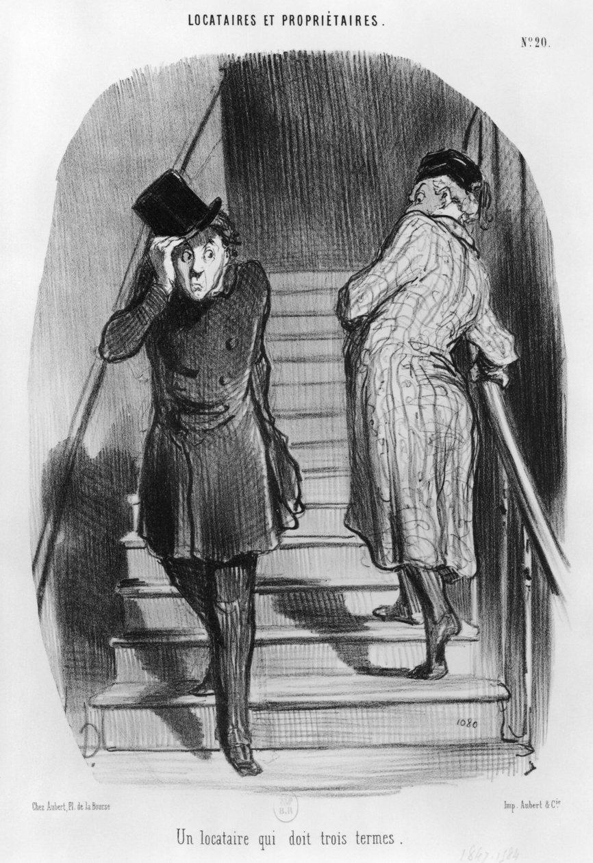 Um inquilino que deve três mandatos, placa 20 da série &39;Inquilinos e proprietários&39;, de Honoré Daumier