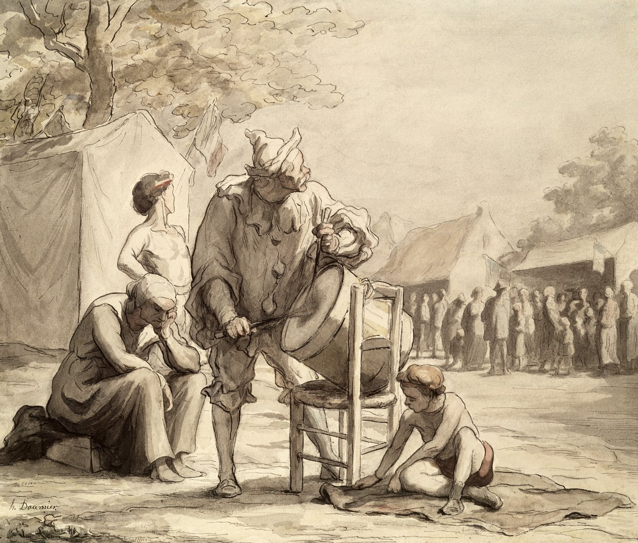 Acrobatas na feira c.1865-69 de Honoré Daumier