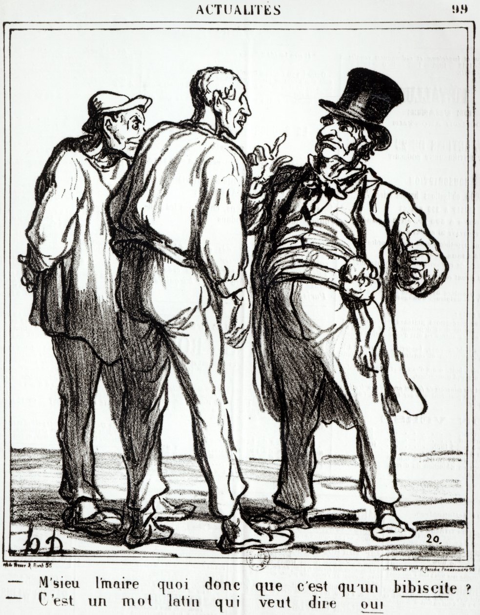 Cartum sobre o plebiscito de 8 de maio de 1870, do jornal &39;Le Charivari&39; de Honoré Daumier