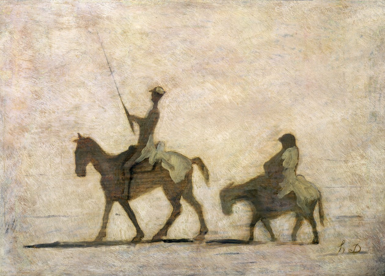 Dom Quixote e Sancho Pança (óleo) de Honoré Daumier