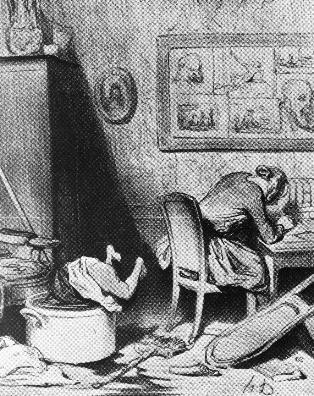 Autora negligenciando sua família de Honoré Daumier