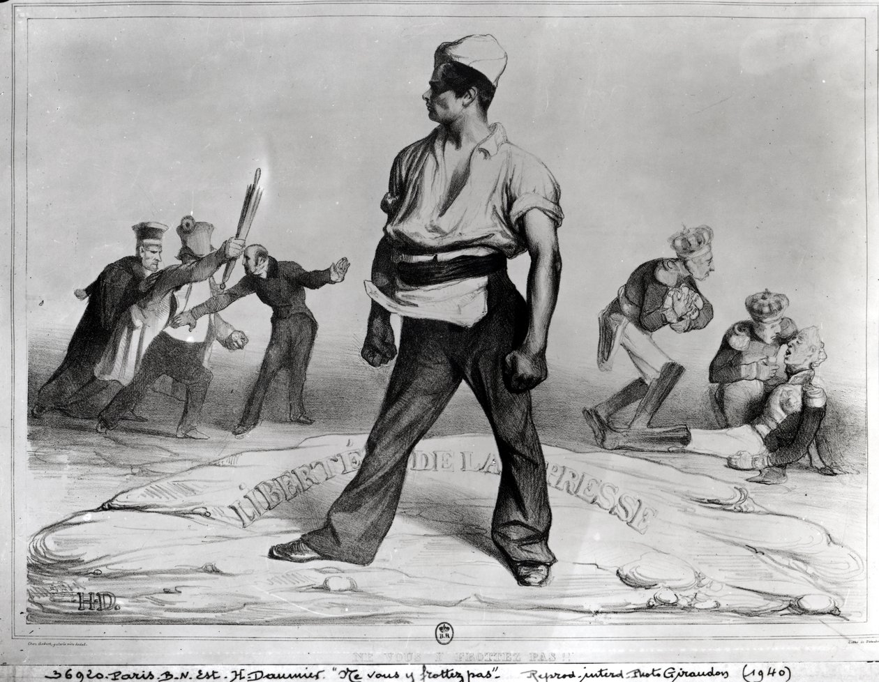 Liberdade de Imprensa, ilustração de &39;L&39;Association Mensuelle&39;, 1834 (ver também 741265) de Honoré Daumier
