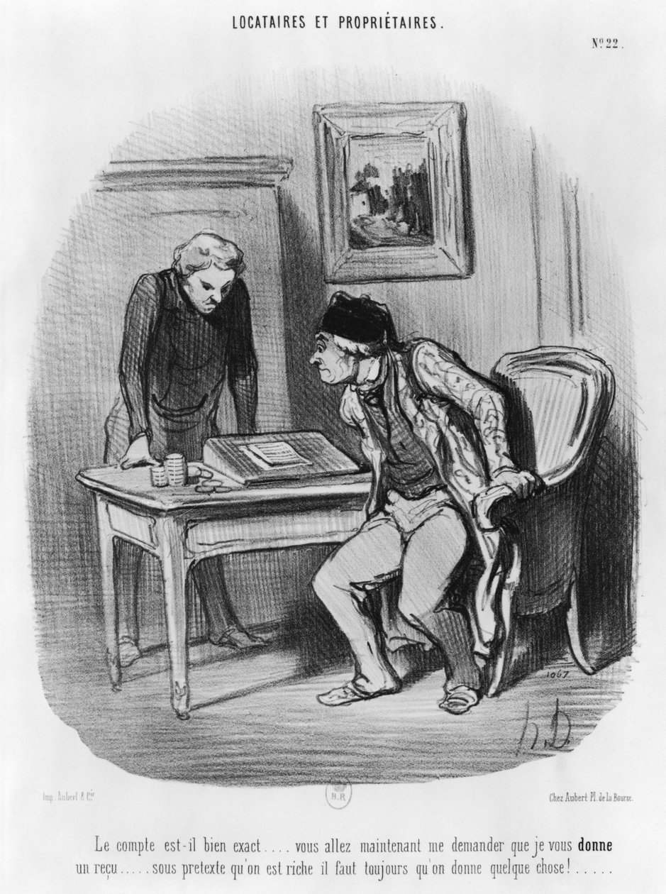&39;É a quantidade certa&39;, placa 22 da série &39;Inquilinos e proprietários&39;, de Honoré Daumier