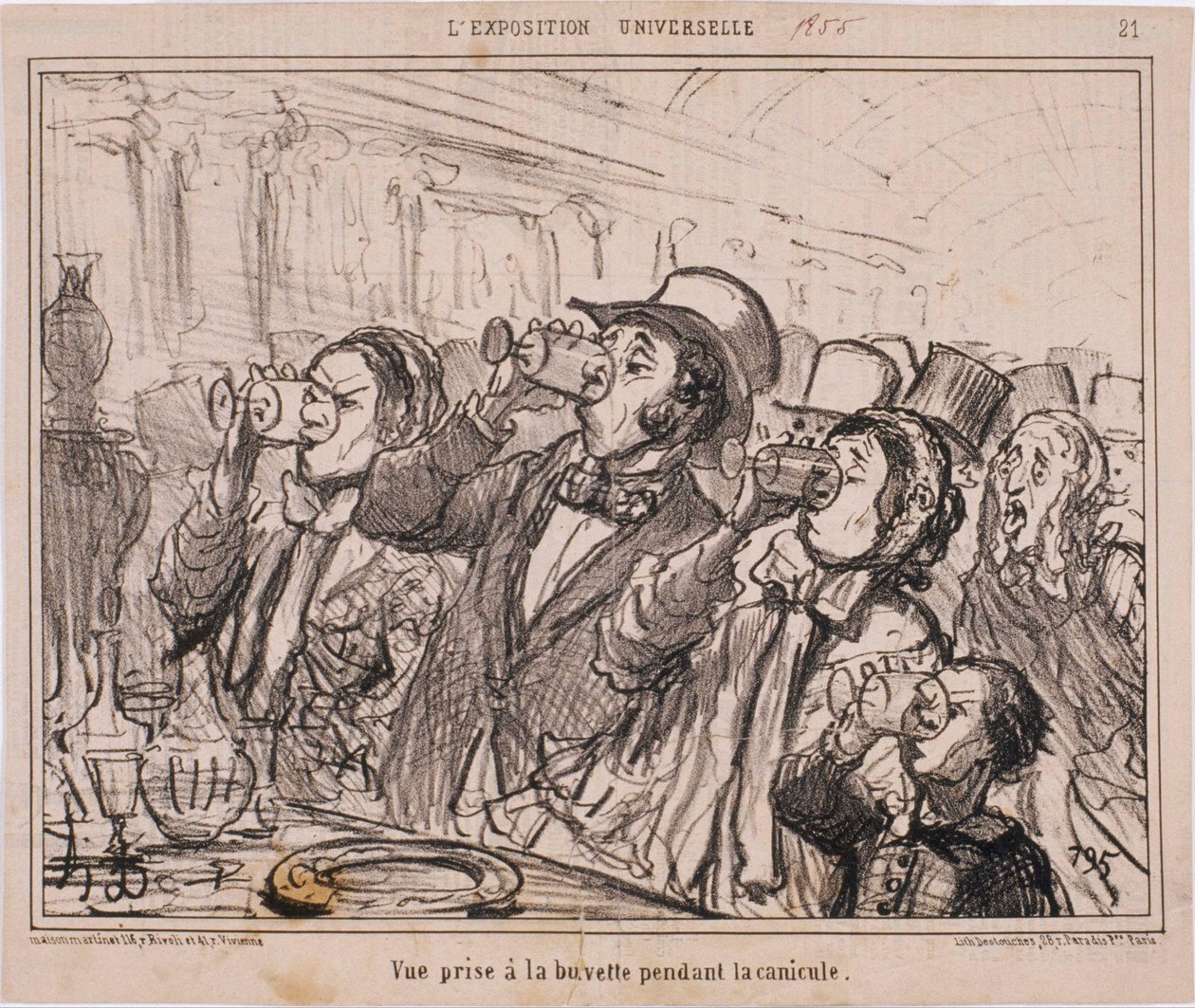 A Exposição Universal - Vista tirada no bar durante a onda de calor de Honoré Daumier