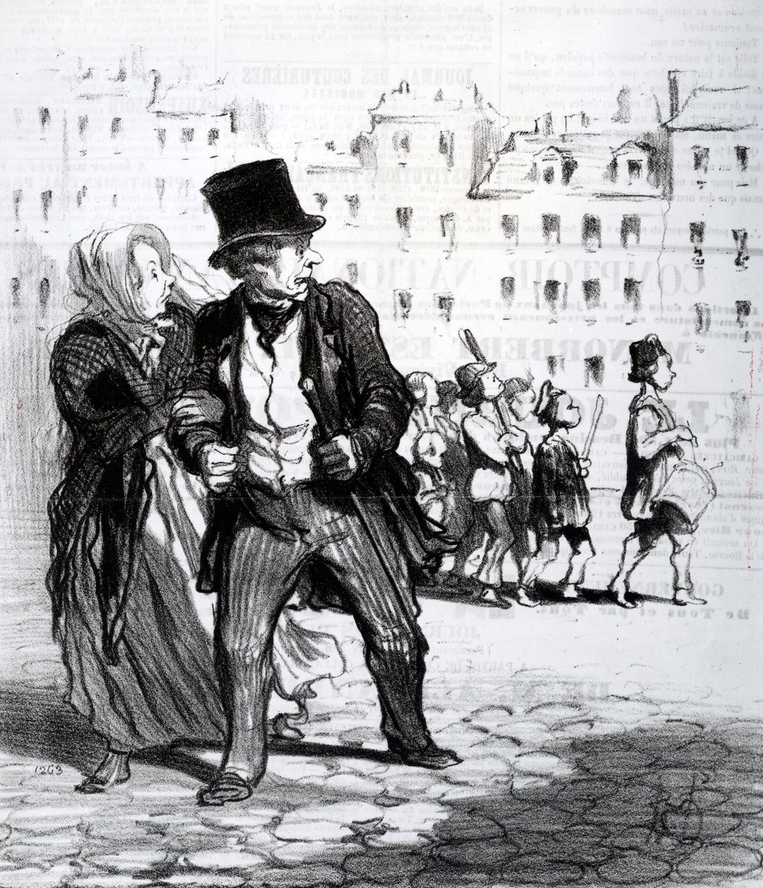 Os alarmistas e os alarmes, Ilustração de &39;Le Charivari&39;, 1848 (litografia) de Honoré Daumier