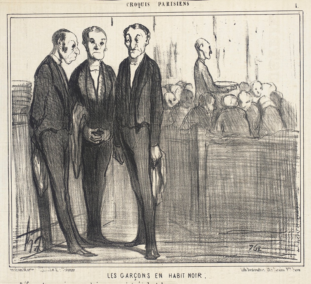 Meninos, em, vestido preto de Honoré Daumier