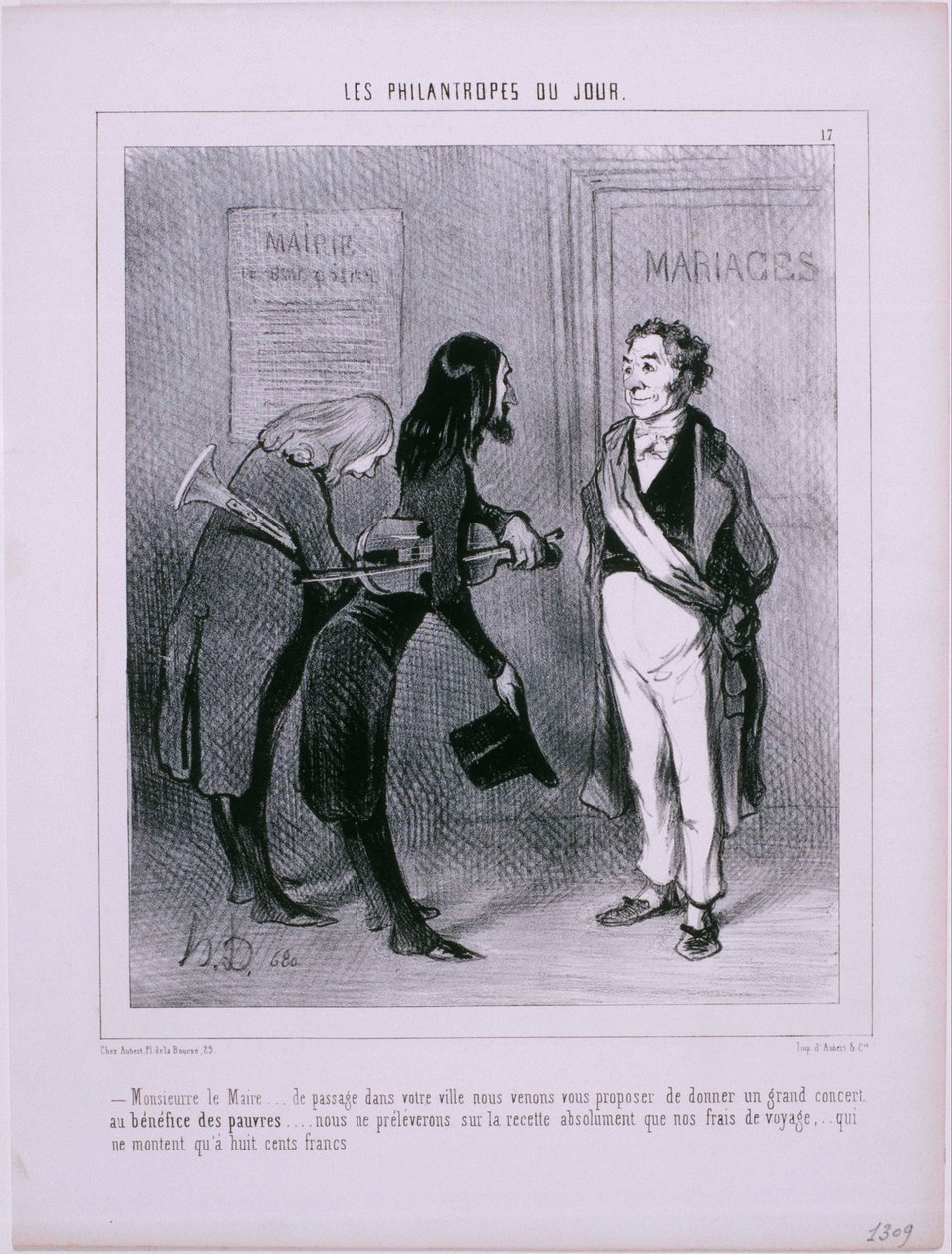 Os Philantropes do Dia- Senhor Prefeito ... Passando por sua cidade ... de Honoré Daumier