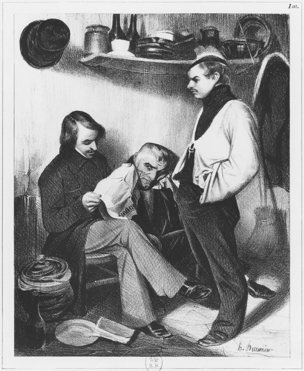 Memórias de Sainte-Pelagie, ilustração de &39;Le Charivari&39;, 14 de março de 1843 de Honoré Daumier