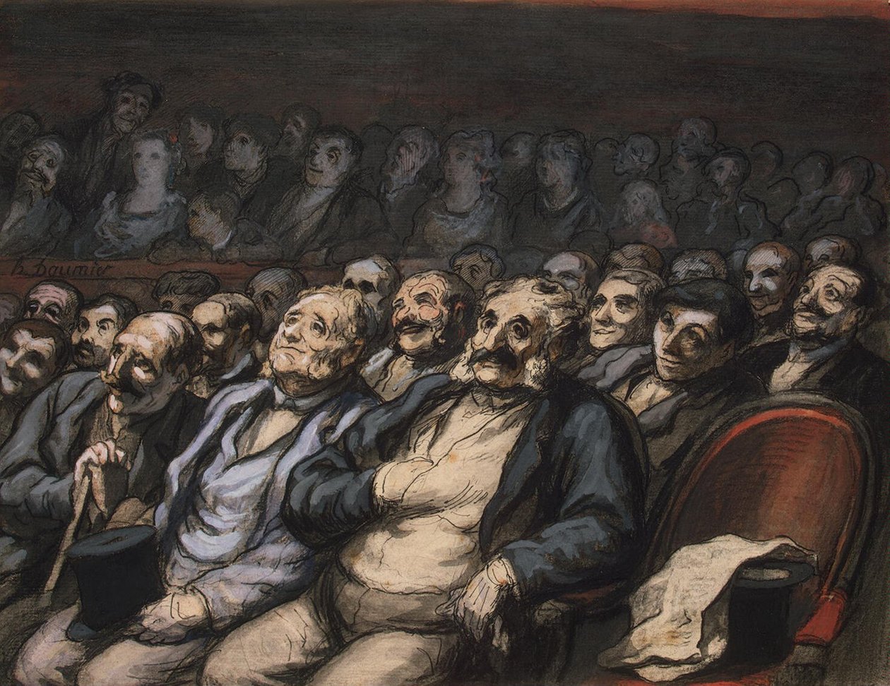 Assento da Orquestra, c.1856 (caneta e tinta com wc sobre papel) de Honoré Daumier