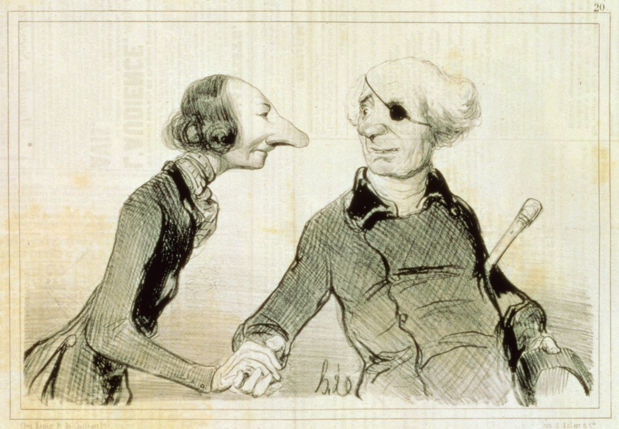 Placa 74.3 Tipos parisienses Eu posso dizer que você é de nascimento nobre ... Eu tenho o olho para isso da revista "Charivari", publicada por Aubert und Co., c.1832-60 de Honoré Daumier