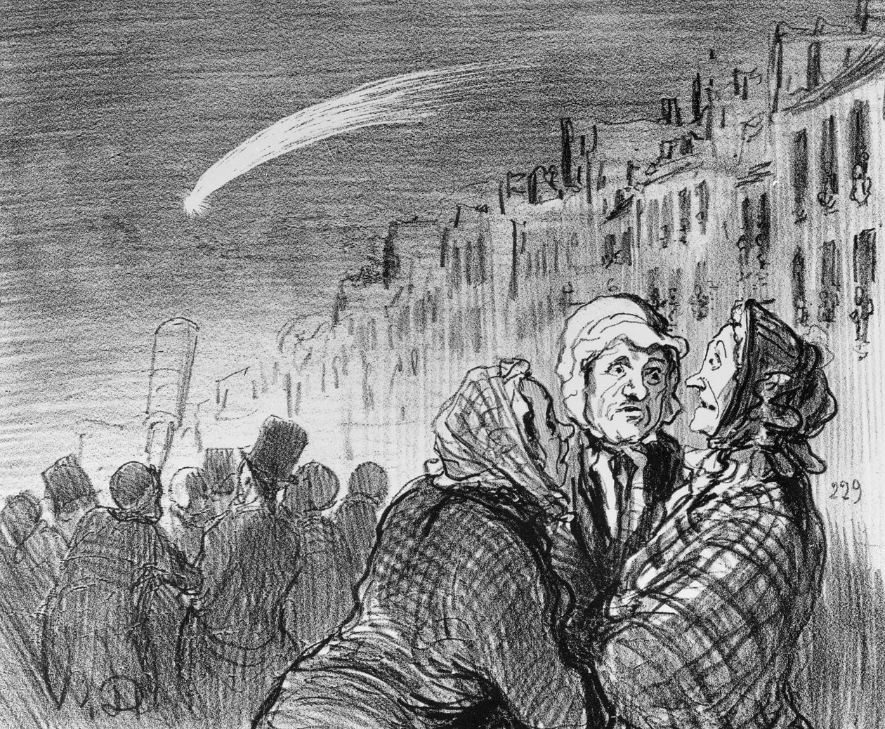 Actualites da série, Ah! sim esses cometas eles sempre predizem grandes infortúnios, placa 573, ilustração de &39;Le Charivari&39;, 30 de outubro de 1858 de Honoré Daumier