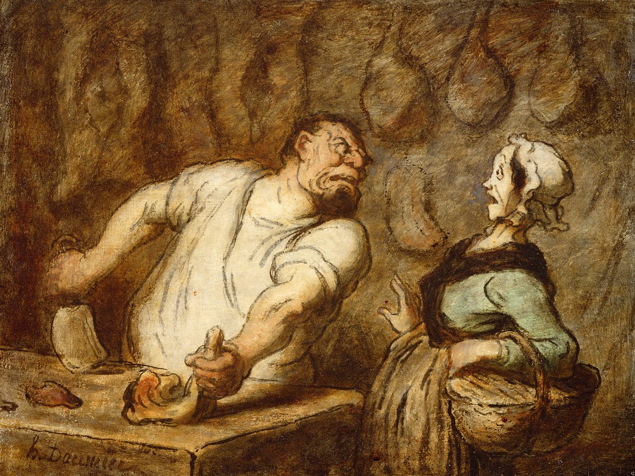 O açougueiro, mercado de Montmartre, c.1857-58 de Honoré Daumier