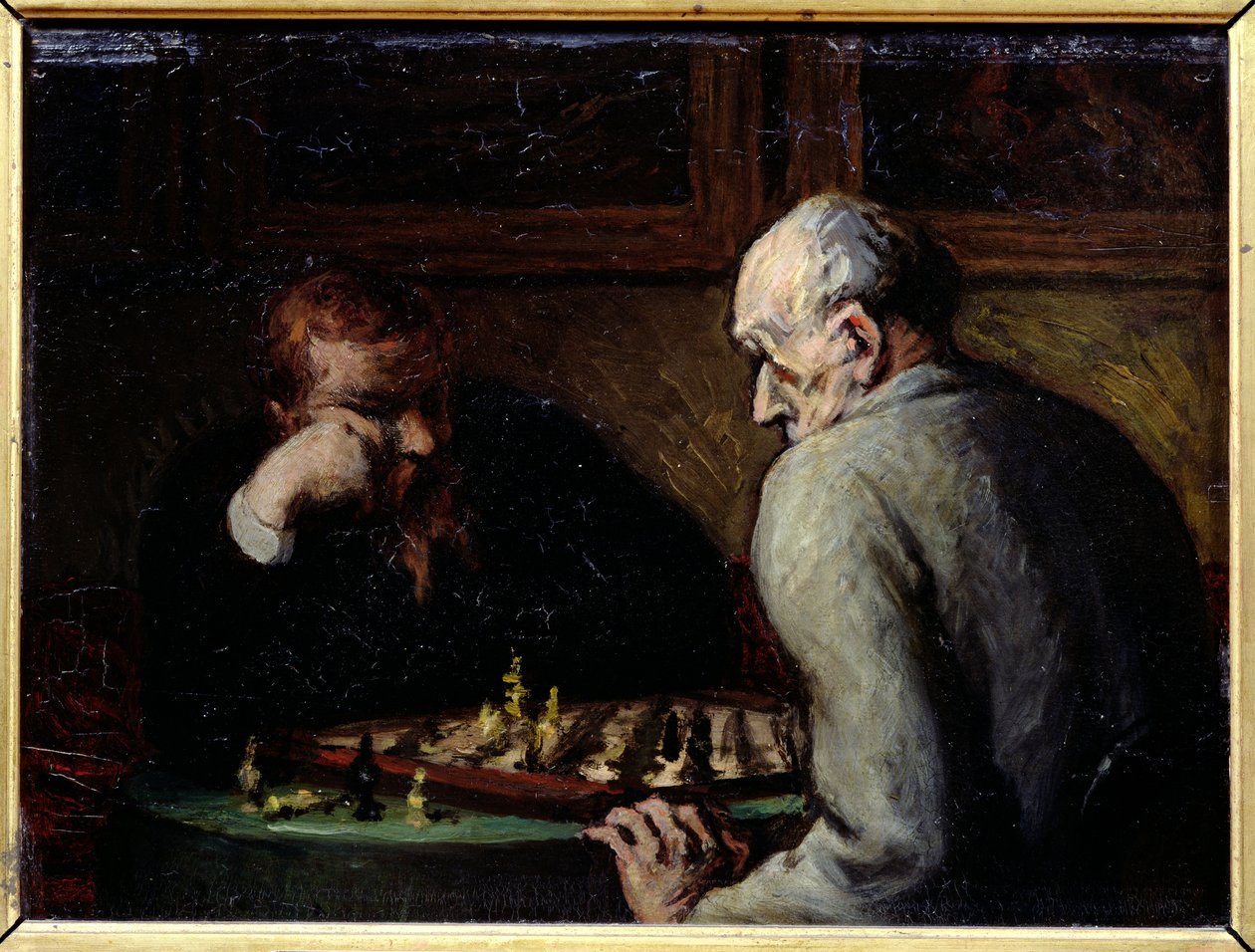 Os jogadores de xadrez, c.1863-67 de Honoré Daumier
