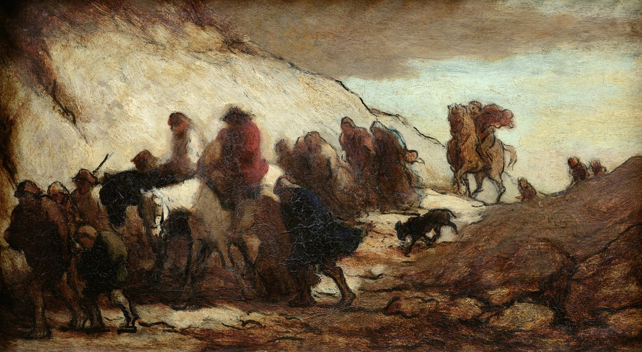 Os fugitivos ou os emigrantes, c.1849-50 de Honoré Daumier