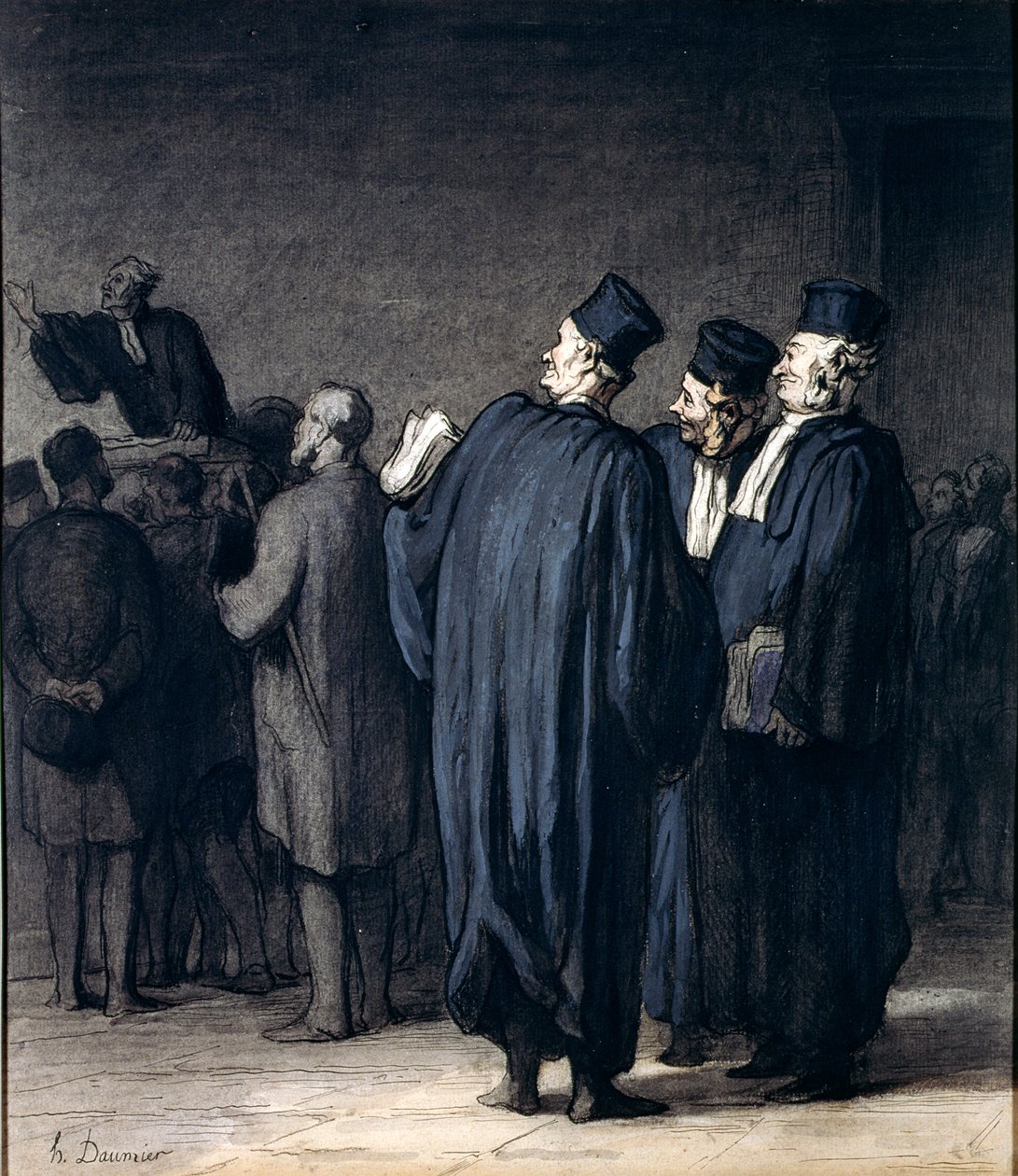 The Lawyers, 1870-75 (wc, caneta e tinta no papel) de Honoré Daumier