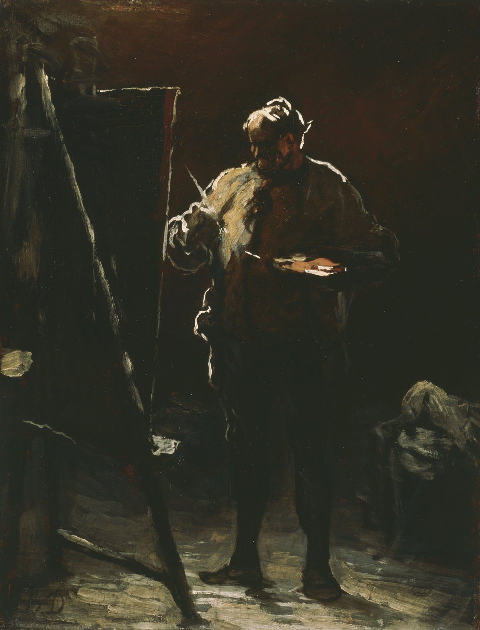 O pintor em seu cavalete de Honoré Daumier