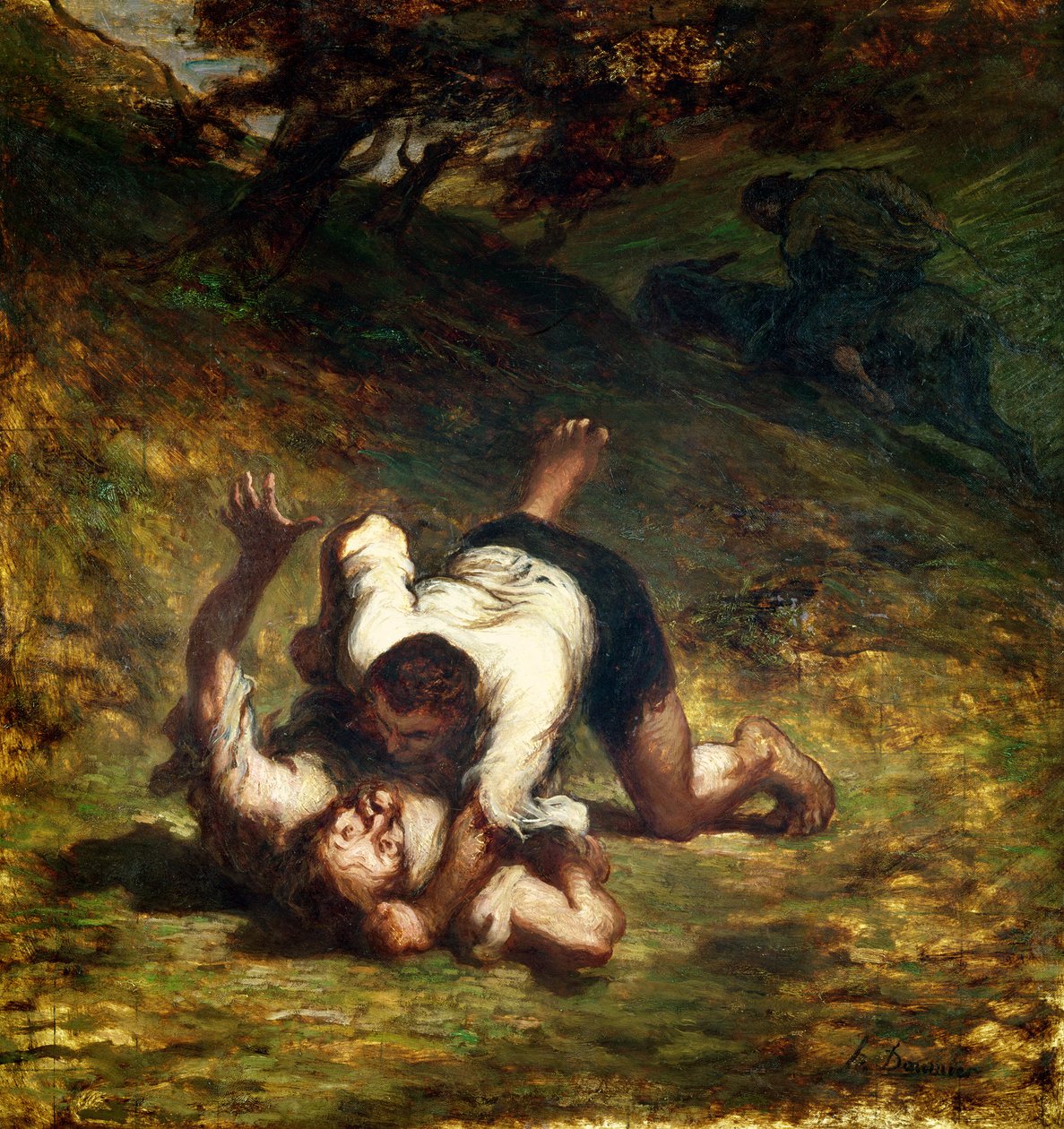 Os ladrões e o burro, c.1858-60 de Honoré Daumier