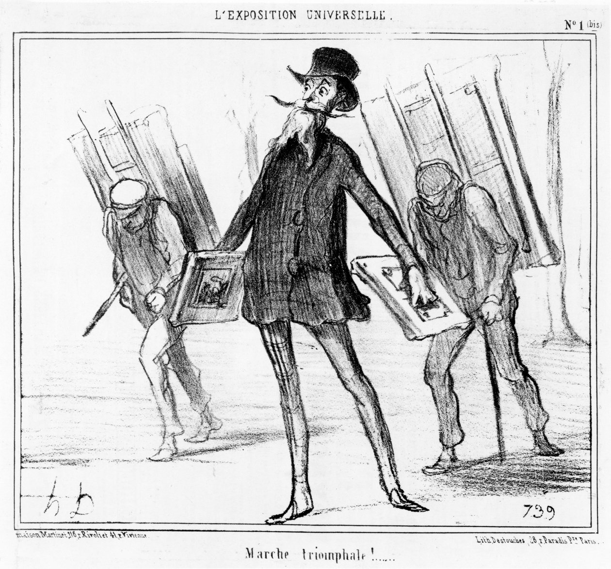 &39;The Triumphal March&39;, desenho animado da série &39;Exposition Universelle&39;, publicado em &39;Le Charivari&39;, 14 de abril de 1855 (ver também 741260) de Honoré Daumier