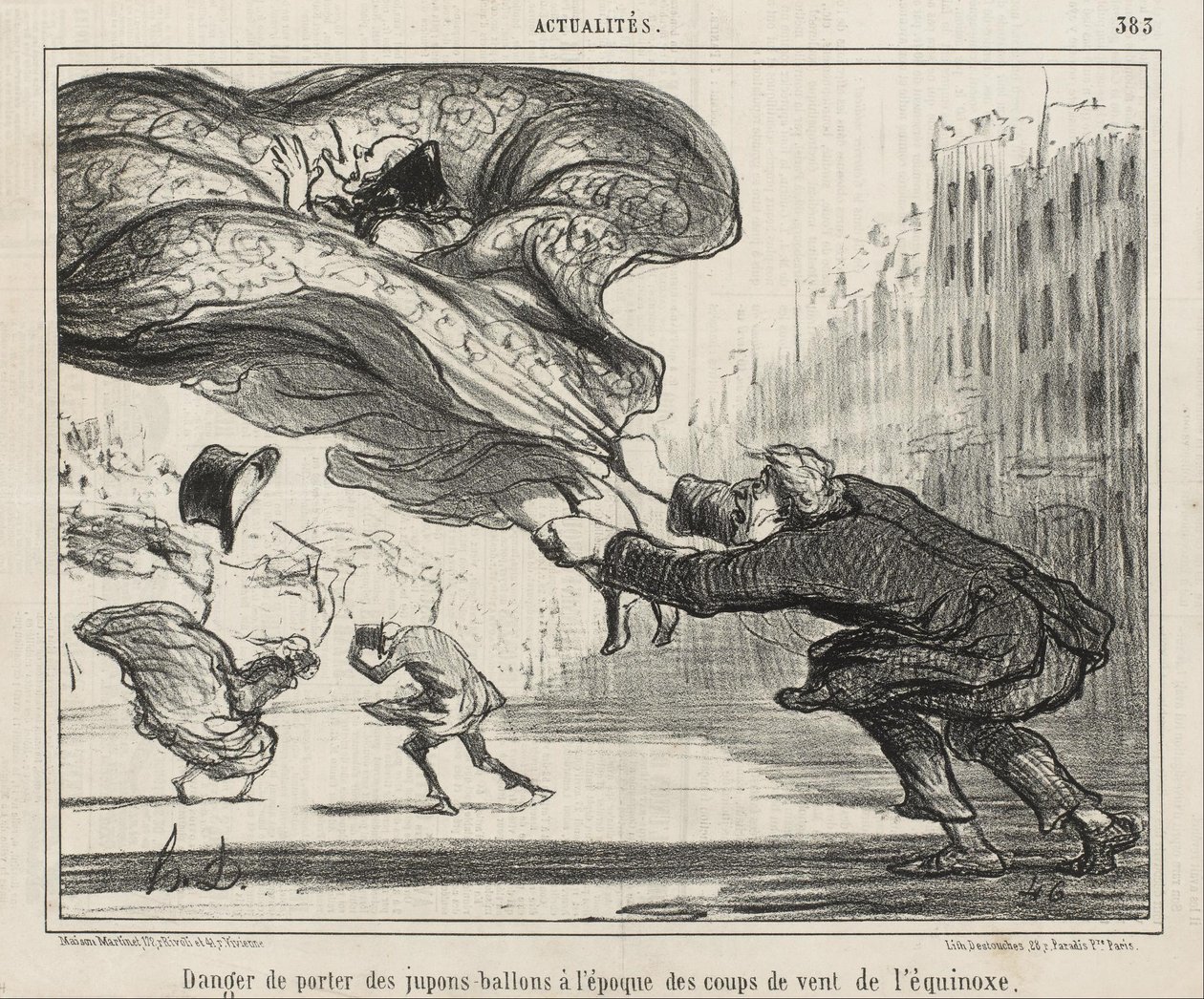 O perigo de usar saias de aro ... de Honoré Daumier