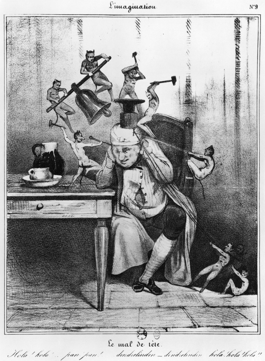 A dor de cabeça, da série &39;L&39;Imagination&39;, c.1830 de Honoré Daumier