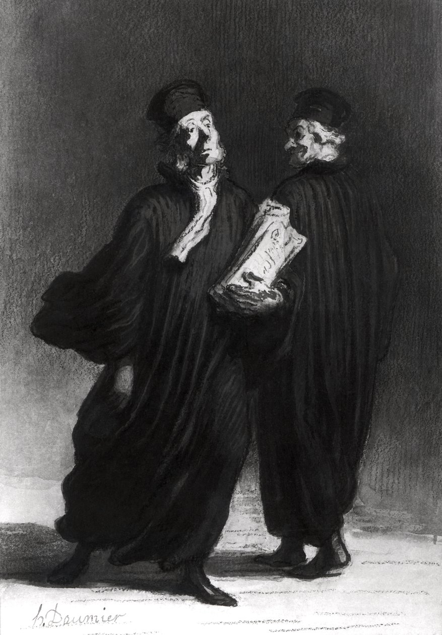 Dois advogados, c.1862 (aquarela e lápis sobre papel) de Honoré Daumier