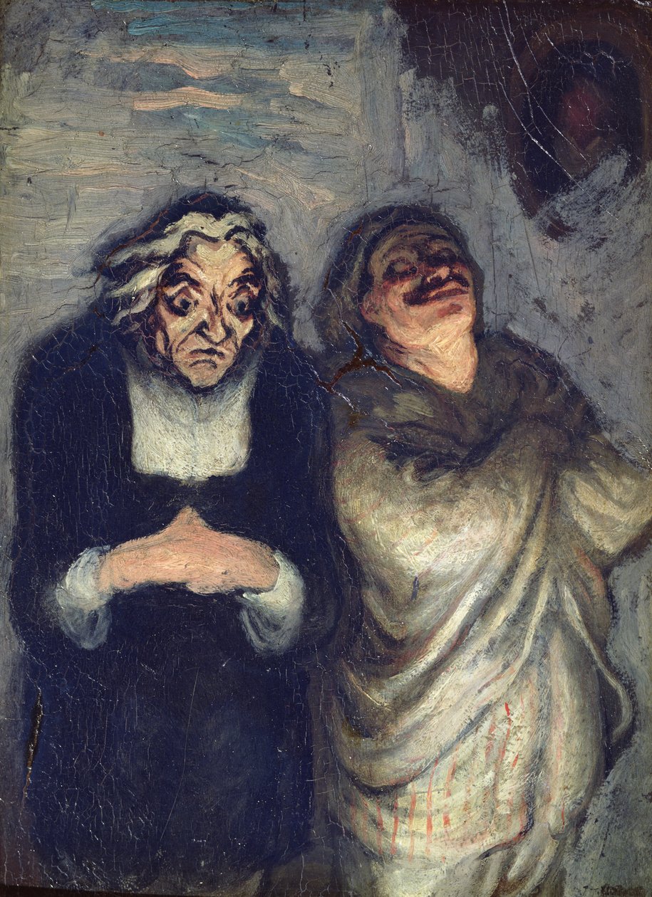 Cena comédia de ouro de Scapin, c.1863-1865 (óleo sobre madeira) de Honoré Daumier
