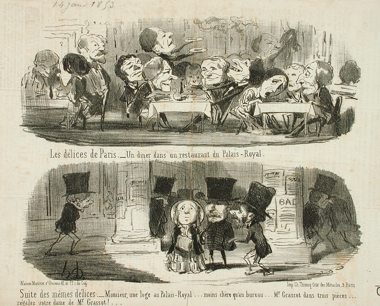 Um jantar no restaurante Palais Royal; Seguindo as mesmas delícias de Honoré Daumier