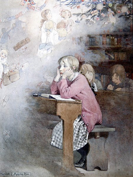 Sonhos de Natal (aguarela sobre papel) de Honor Charlotte Appleton