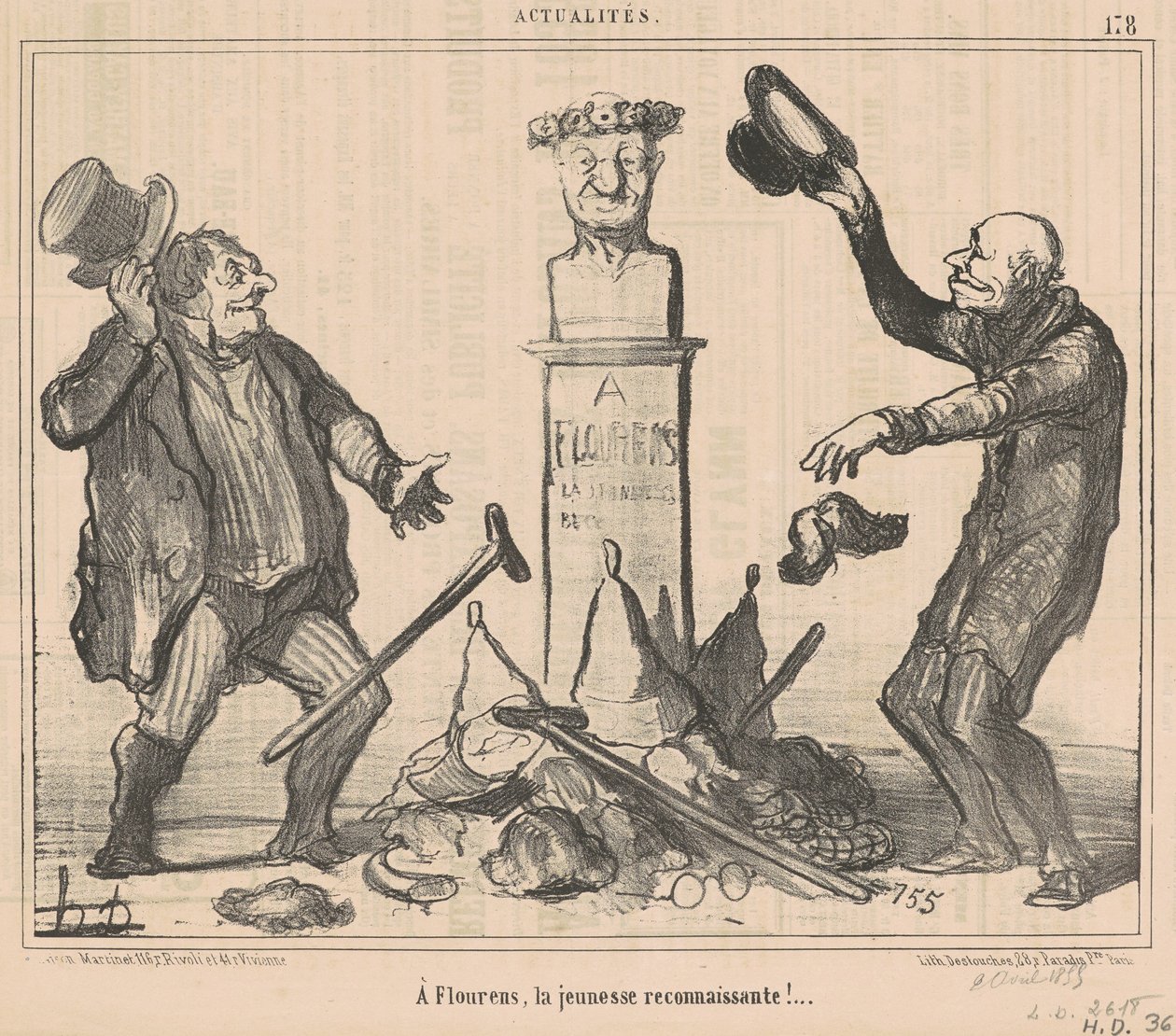 Em Flourens, os jovens agradecidos! de Honoré Daumier