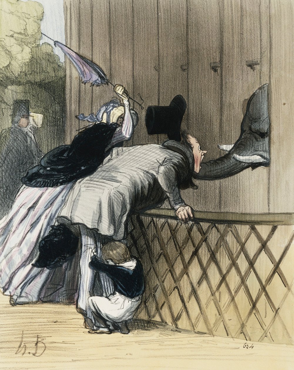A Fright in the Jardin des Plantes, de "Les Etrangers a Paris", de Honore Daumier, Aubert et Compagnie, 1844 de Honoré Daumier