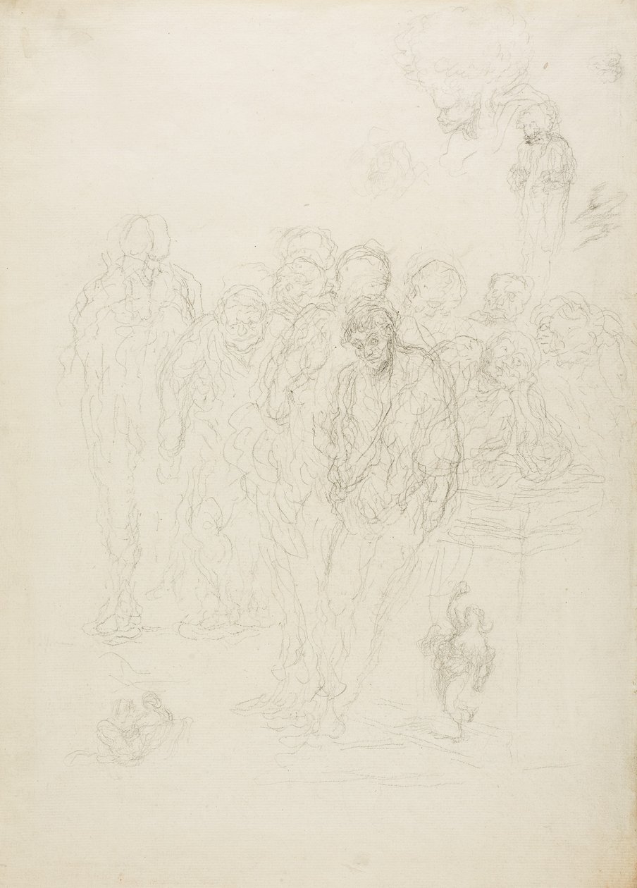 A Group of Men, and Other Sketches, 1857 de Honoré Daumier