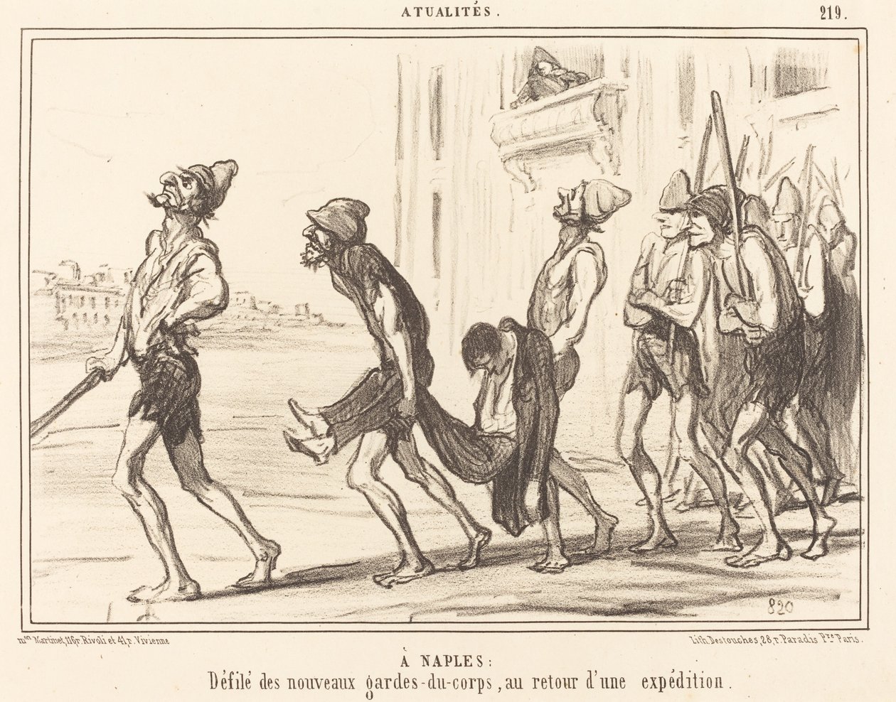 Em Nápoles: Desfile de... guarda-costas... de Honoré Daumier