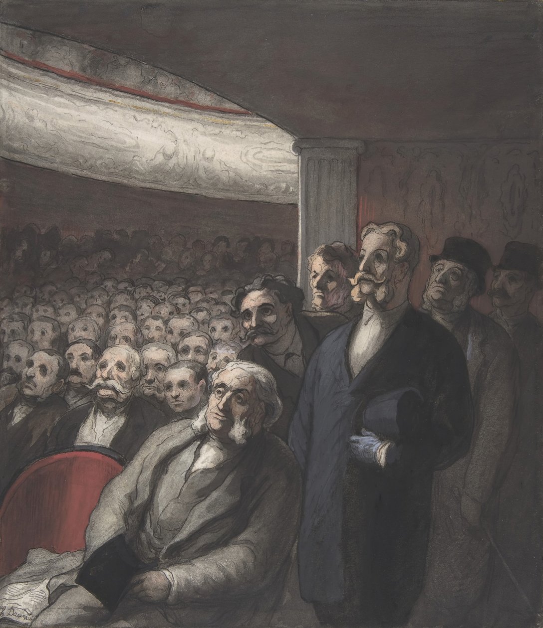 Audiência de Teatro, século XIX. de Honoré Daumier