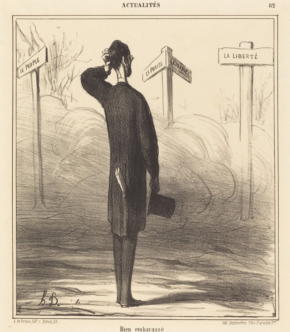 Para a direita ou para a esquerda? de Honoré Daumier