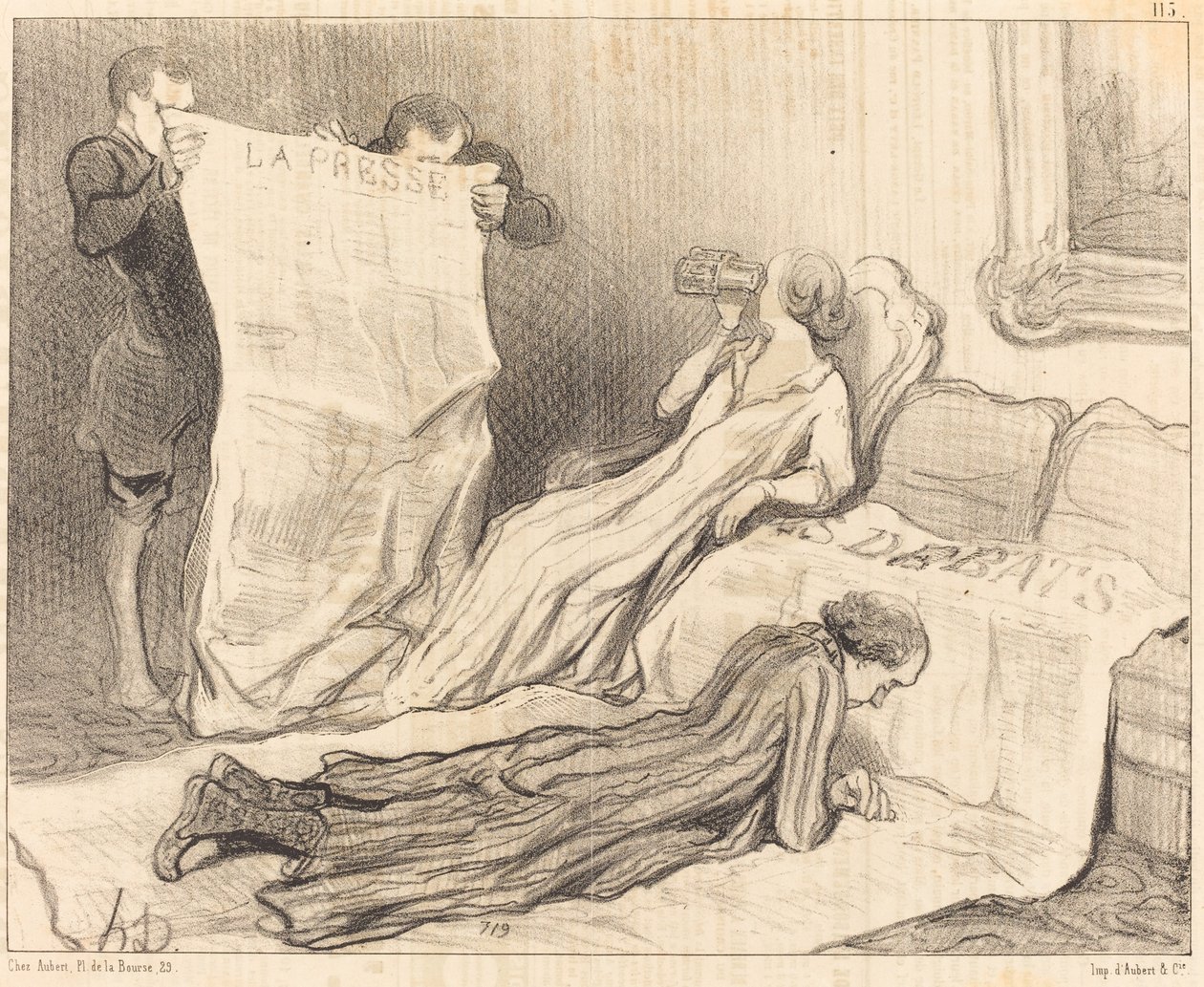 Abonnés recevant leur journal... de Honoré Daumier