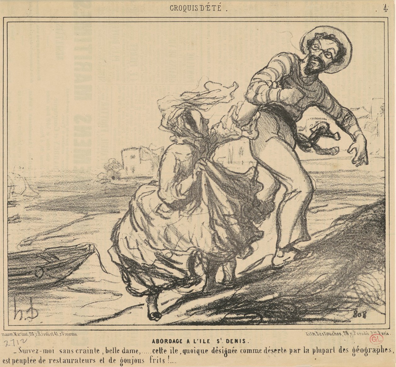 Embarque na Ilha de Saint-Denis de Honoré Daumier