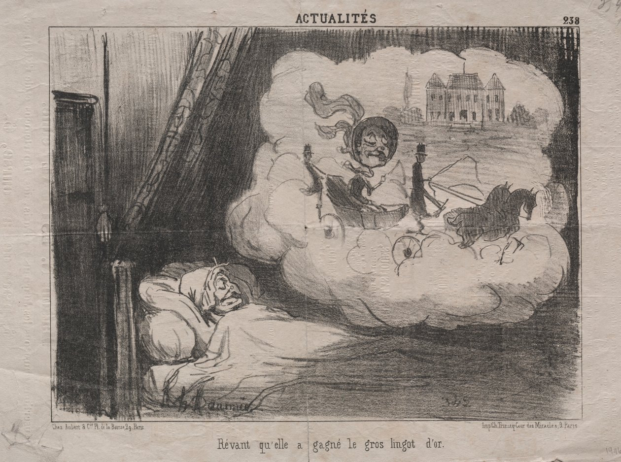 Realidades (nº 238): Sonhando que ela ganhou muitas barras de ouro de Honoré Daumier