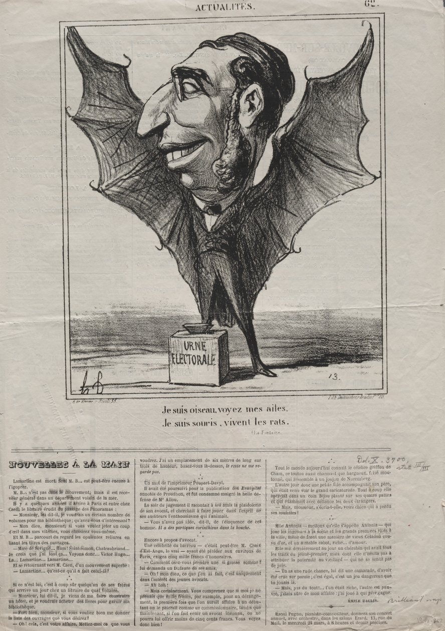 Atualidades (nº 62): Eu sou um pássaro, veja minhas asas.. de Honoré Daumier