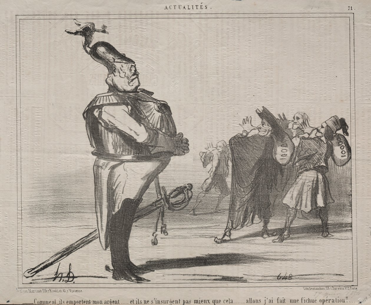 Atualidades nº 71: Por que eles estão tirando meu dinheiro ..., 1854. de Honoré Daumier