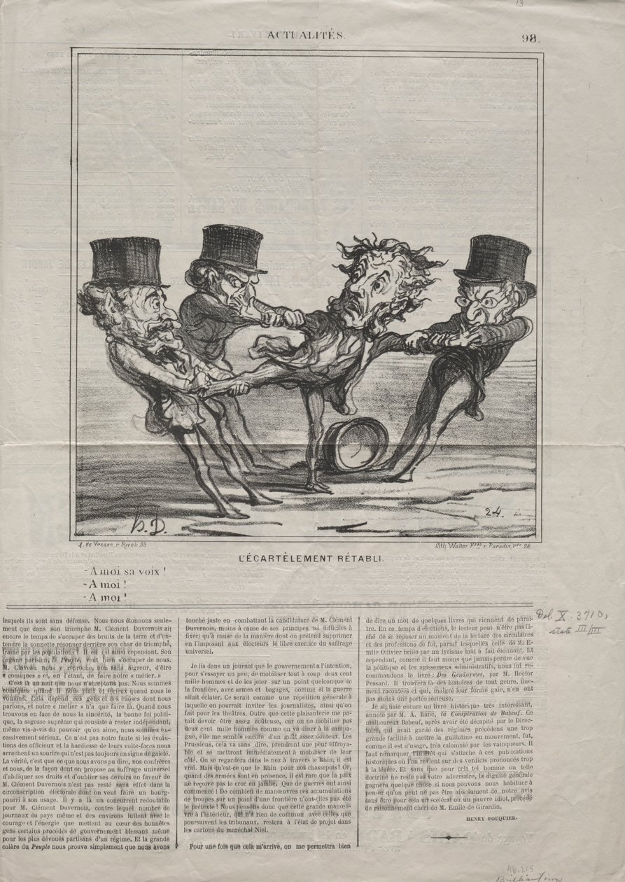 Atualidades nº 98: A reposição dos trimestres, 1869. de Honoré Daumier