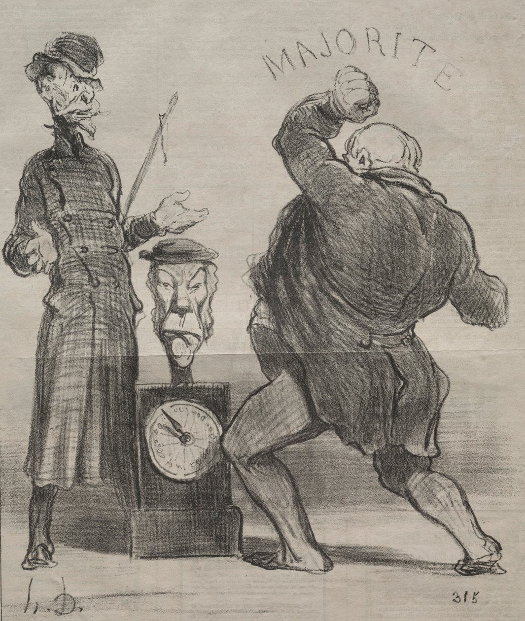 Actualidades prato 183: Experimentando a força, 1851. de Honoré Daumier