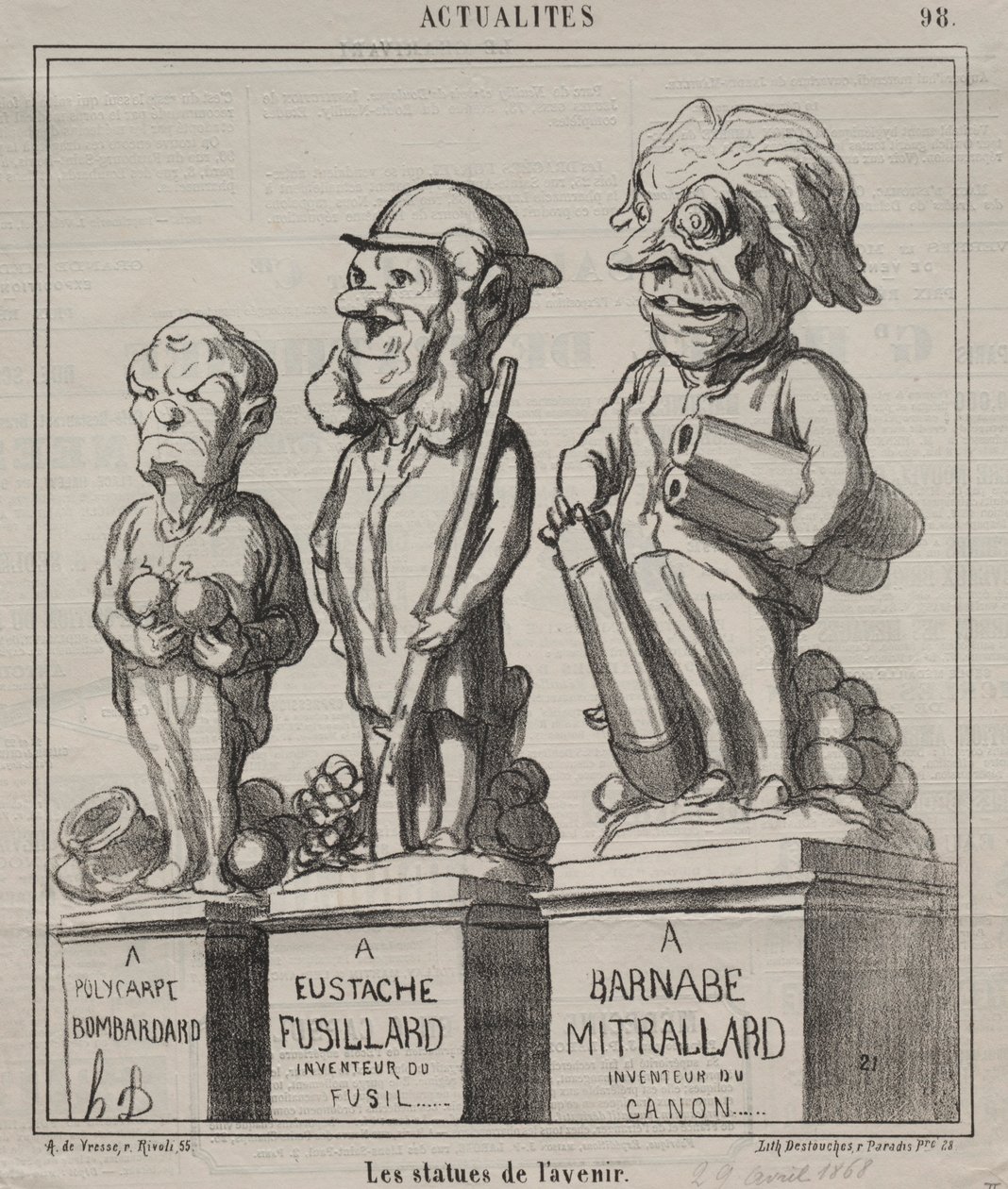 Quadro de atualidades 98: Estátuas do futuro, 1868. de Honoré Daumier