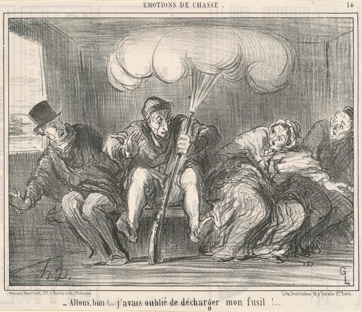 Vamos Bom! Esqueci de descarregar meu rifle! de Honoré Daumier