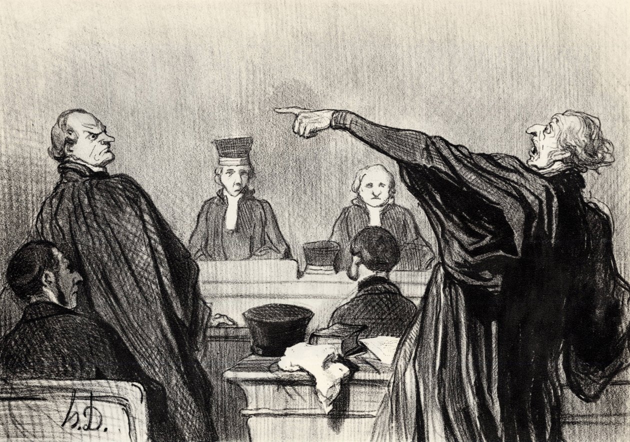 Um advogado evidentemente totalmente convencido ... Da série Les gens de justice, 1845 de Honoré Daumier